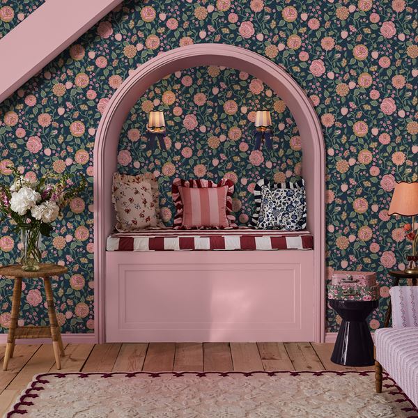 Strawberry Garden Wallpaper - Navy